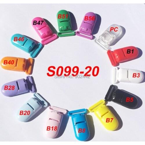 Wholesale 1000 PCS/Lot 20MM KAM Plastic Clips For Baby Bib Eco-Friendly D-Shape Pacifier Clips 14 Colors For Choice