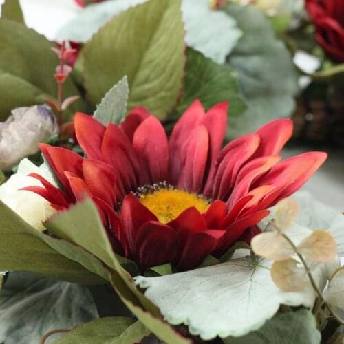 NHBR Autumn Sunflower Wreath for Front Door Wall Window Wedding Party Farmhouse Home Christmas Thanksgiving Decoration