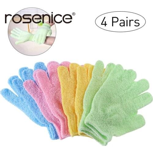 4 Pairs of Shower Exfoliating Bath Gloves Nylon Shower Gloves Body Scrub Exfoliator