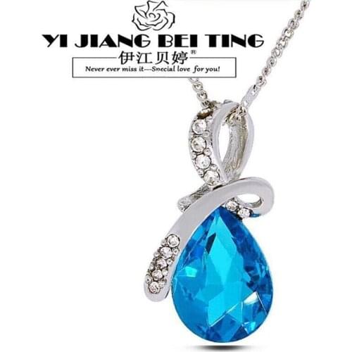 Water Drop Necklaces & Pendants Gold And Silver Jewelry Fashion Necklaces Women 2017 Crystal Necklaces Pendants Ladies Jewellery