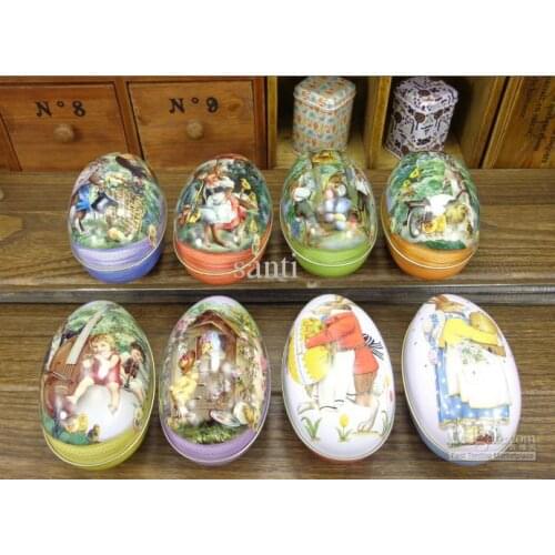 Easter decoration cabochons Fashion easter eggs tin candy storage box