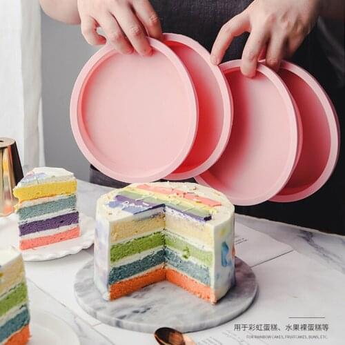 6inch Rainbow Silicone Cake Molds 4pcs Round Cake Baking Tools Handmade Mousse Bakeware Pans Kitchen tools