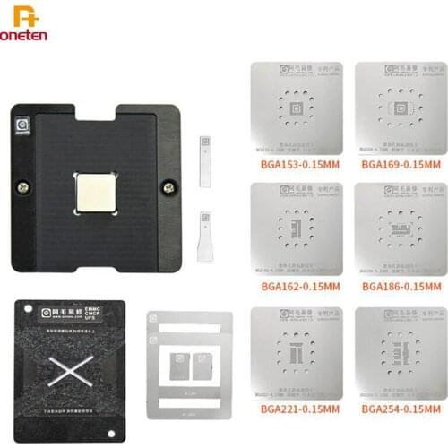Amaoe BGA Reballing Stencil For Nand EMMC EMCP BGA 153 162 169 186 221 254 Android Nand Flesh Rebaling Stencil Fixture