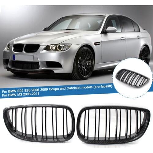 2PCS Carbon Black Look Car Front Bumper Kidney Grille Sport Racing Grill For BMW E92 E93 M3 328i 335i 2Door 2006 2007 2008 2009