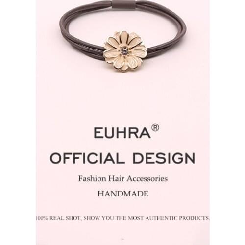 EUHRA 3 Colors Elastic Hair Bands Bow-knot For Women Girls Dot Printing Hair Band Sunflower Kid Children Headwear High Quality