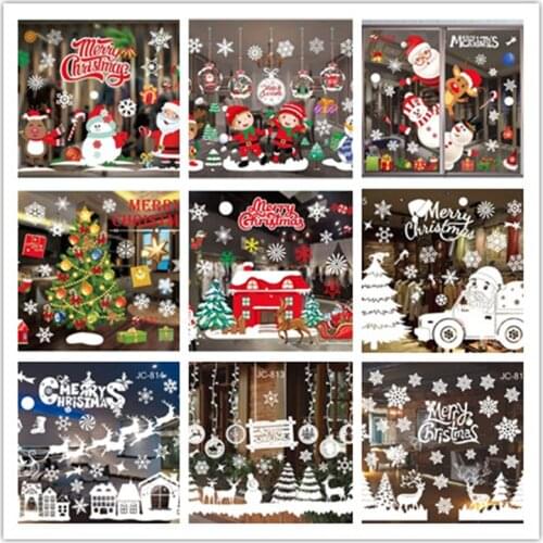 Christmas Wall Stickers PVC Snowflake Electrostatic Window Sticker Kids Room Decor Shop Window Home Decor For New Year wallpaper