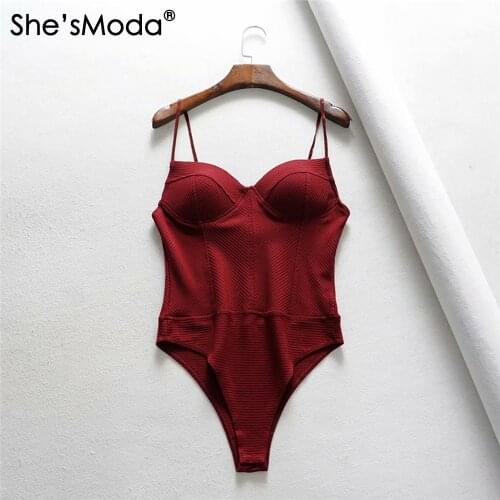 ShesModa Cotton Blends Bodysuit Women Overalls Skinny Casual Vest Top