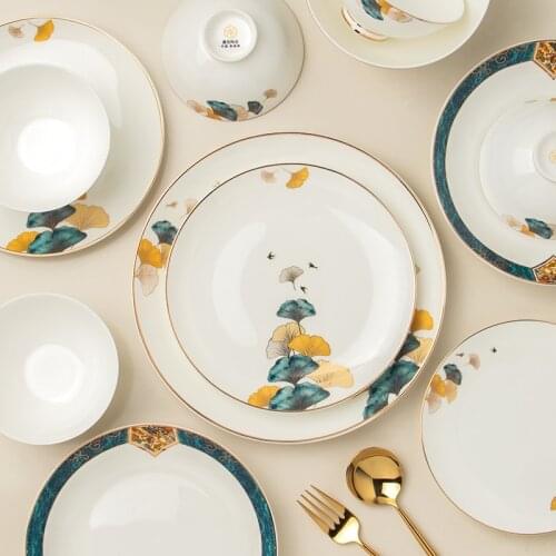 Nordic Style Luxury Plate Dishes Home High-grade Dishes Ceramic Steak Dinner Plate Western Tableware