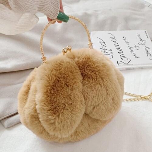 UKQLING Cute Plush Women Bag Winter Tote Chain Shoulder Bag Small Girls' Crossbody Bag Fur Handbag Small Tote Handbag Female