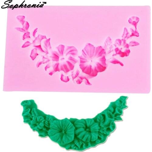 10pcs/set F1065 Flower Leaf Silicone Mold Fondant Cake Decorating Tools Cake Border Silicone Molds Gumpaste Chocolate Moulds