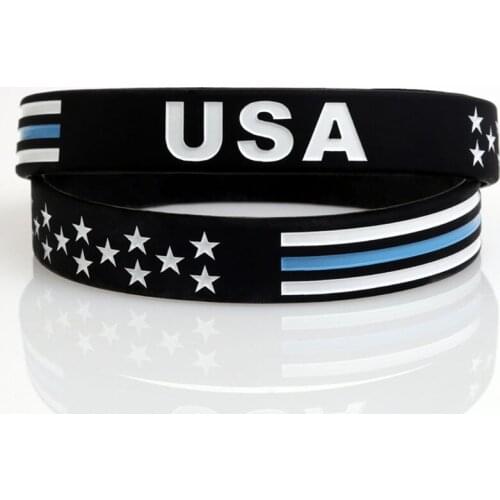 100pc USA United states American Flag thin blue line wristbands Police live matter wristband bracelet bangle wrist bands