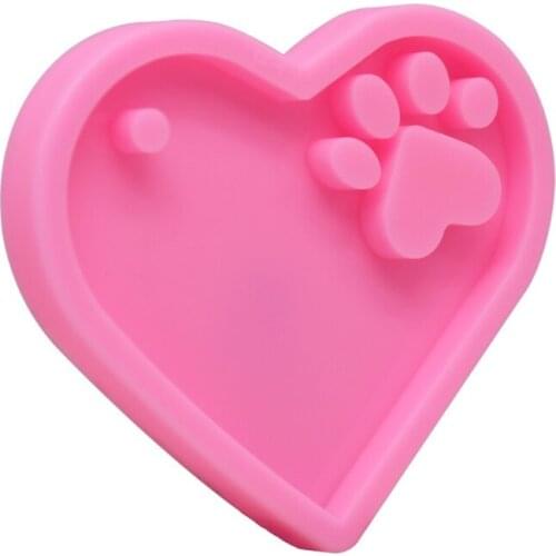 2 Pcs/Set Epoxy Resin Mold Love Bear Paw Keychain Jewelry Casting Silicone Mould F3MF