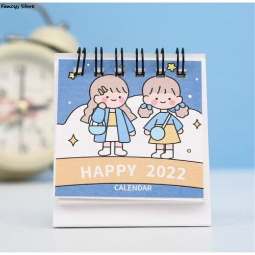2022 Kawaii Desk Calendar Plan Notebook Cute Large Desktop Calendar Book Cartoon Desktop Creative Notepad Girl Heart Best Friend