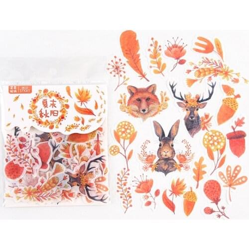 40 pcs /Bag Autumn Forest Fox Rabbit Animals Decorative Stickers Album Diary Paper Hand Account Decor