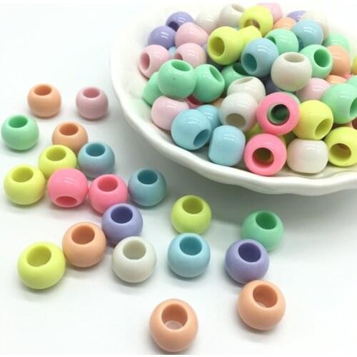 12mm Acrylic big hole Round Beads For Jewelry Making DIY kandi Craft Accessories Light colour kinds toy 65pcs/bag Meideheng