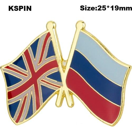 United Kingdom & Russia Friendship Flag Lapel Pin Flag badge Brooch Pins Badges