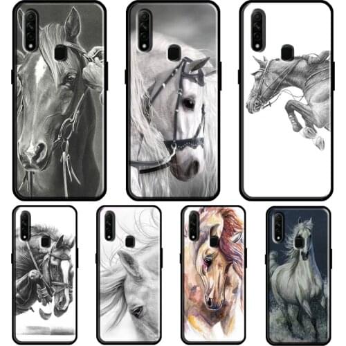 Horse Sketch For OPPO A52 A72 Find X3 Pro Reno 2 Z A3S A5S A15 A83 A31 A53 A9 A5 2020 F5 F7 Phone Cover