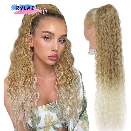 Anjo Plus Ponytail Natural Wave Drawstring Clip In Hair Extensions Black Brown Ombre Color Super Long Heat Resistant Daily Use