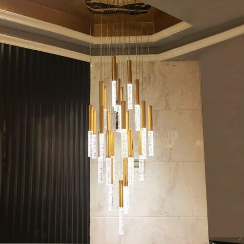 Duplex attic living room staircase home decoration chandelier exhibition hall lobby staircase industrial rope Chandelier