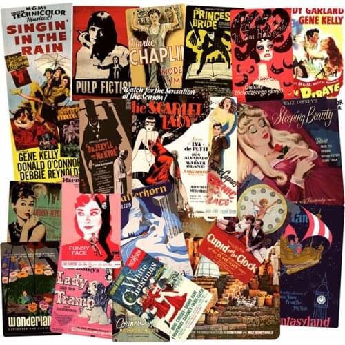 Europe and America nostalgic Vintage poster stickers DIY scrapbooking album junk journal diary appy planner decorative stickers