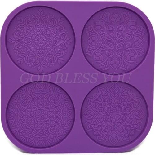 DIY Mandala Flower Leaves Coaster Silicone Resin Mold Round Flower Coaster Epoxy Resin Silicone Casting Molds Craft Tools