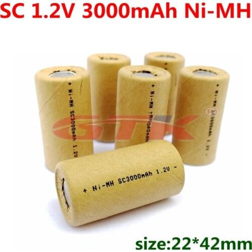GTK Ni-MH SC 1.2V 3000mAh battery ni-mh 1.2V 3Ah cells for Defibrillator injection pump infusion pump sweeper battery pack diy