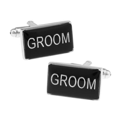 IGame Factory Price Retail Wedding Cufflinks Black Color Brass Material GROOM Design Cuff Links