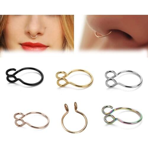 Serynow Fake Piercing Fake Nose Ring Stainless Steel Hypoallergenic Faux Septum Ring 20 Gauge Piercing Nariz Faux Piercing Nez