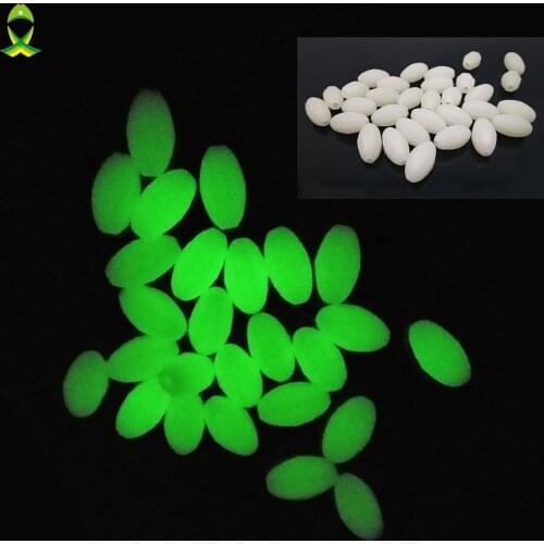 JSM 100pcs/lot Oval Luminous Fishing Beads Glow In The Dark Lure Floating for fishing equipment Tackles
