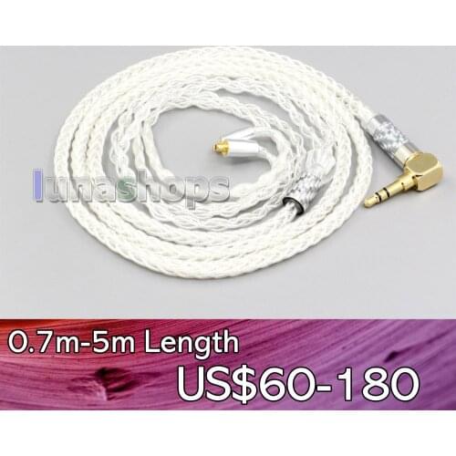 LN006772 2.5mm 4.4mm 3.5mm XLR 99% Pure Silver 8 Core Earphone Cable For Dunu T5 Titan 3 T3 (Increase Length MMCX)