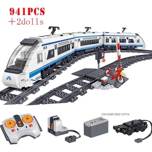 Technical Battery Powered Electric City Train Building Blocks High-speed Rail Enlighten Bricks Toys For Children Birthday Gifts