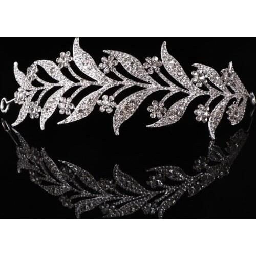 Leaf Style Crown Bride Wedding Tiara Princess Jewelry Women Luxury Queen Decor