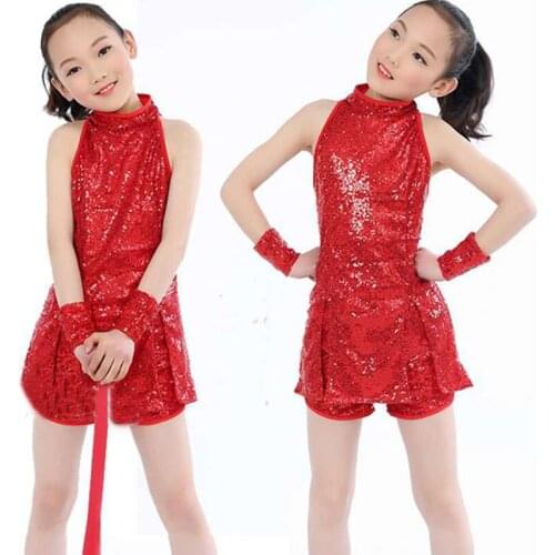 Children Jazz Modern Dance Costume for Kids Hip Hop Clothing Street Dancing Performance Stage Sequin Hiphop Jazz Dress For Girls
