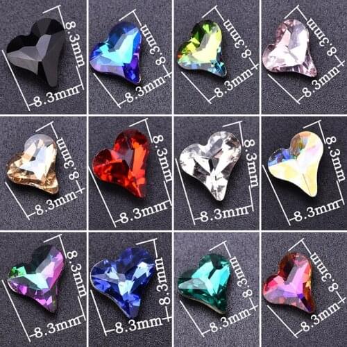 Crystal Heart - 8mm No-Hotfix Rhinestones 50 pcs (Crystal-Wholesale) pointed bottom shaped diamond nail art rhinestones