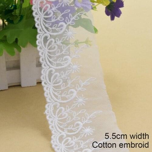 10yards 5.5cm wide Cotton embroid lace sewing ribbon guipure trim wedding lace DIY Garment Accessories african doll lace3950