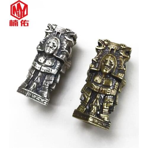 1PC Maya Knife Beads Handmade DIY Copper Necklace Accessories EDC Keychain Key Ring Personality Pendant Creative Decoration