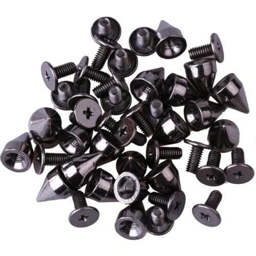 9mm 100Pcs Black Cone Screwback Metal Studs Leathercraft Rivet Bullet Spike Punk spots
