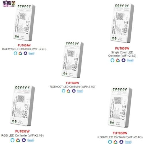 Miboxer 2.4GHz Dual White Single Color RGB RGBW RGB+CCT LED Controller(WiFi+2.4G) Remote Contrd Dimming Music APP Voice Control