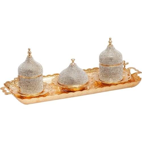 TWO PERSON DRINK SET - YELLOW-SILVER DUAL STONE COFFEE SET - STONE - YELLOW YELLOW FREE SHIPPING