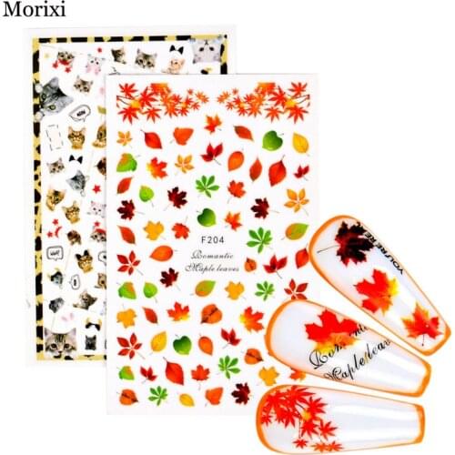 Big size nail art sticker self glue foil nail art decoration maple leaves chritstmas gift bells self glue nail decals FW064