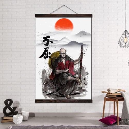 Wall Art Canvas Frame Poster and Prints Scroll Canvas Painting Art Print Picture Home Decoration for Living Room Japanese Monk