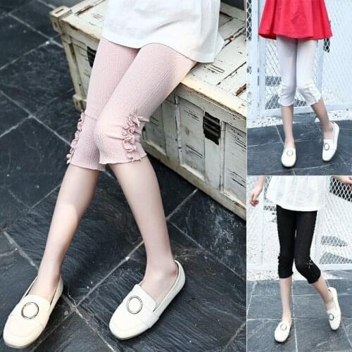 2017 New summer childrens clothing girls fashion leggings Cool summer beach thin section baby 3-12 years old five casual pants