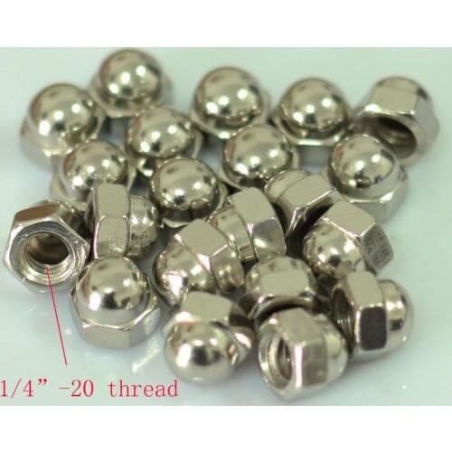 New Metal Solid Hex Acorn Cap Nut UNC 1/4-20, Qty 25 for tripod camera screws