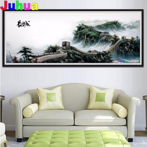 Chinese Style landscape diy 5d full diamond embroidery large mosaic Diamond art The Great Wall For Living Room Sofa Wall Art