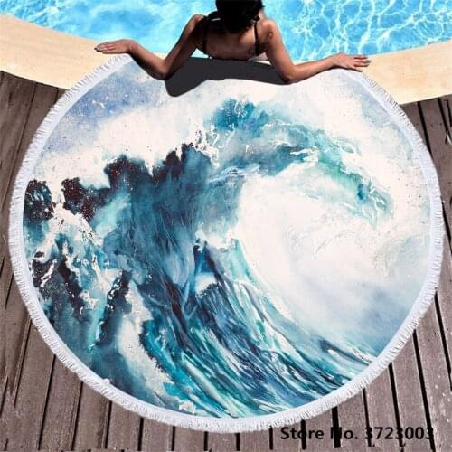 3d Painted Landscape Volcano Print Beach Towels Printed Mandala Beach Towel Microfiber Round Fabric Bath Towels For Living Room