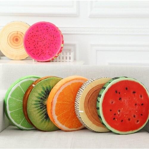 Cute 3D Tree Stump Fruit Cushion Creative Throw Pillows PP Cotton Office Chair Back Cushion Floor Sofa Neck Support Seat Pad