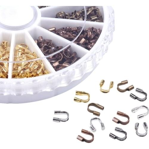 1Box 6 Colors Brass Wire Guardian Wire Protector DIY Jewelry Making,Mixed Color, 5x4x1mm, Hole: 0.5mm; about 540pcs/box F55