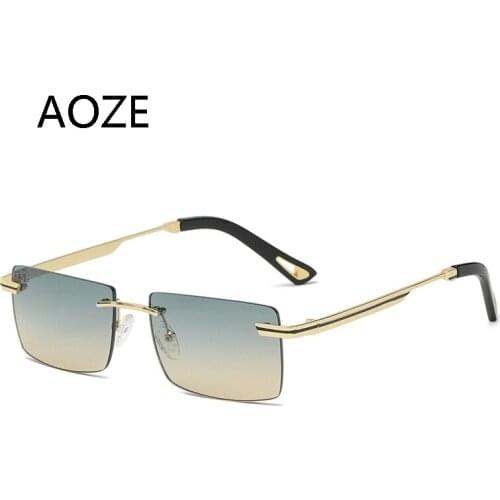 2021 New Rimless Rectangle Sunglasses Women Men Shades Brand Designer Gradient UV400 Sun Glasses Retro Frameless Sunglasses