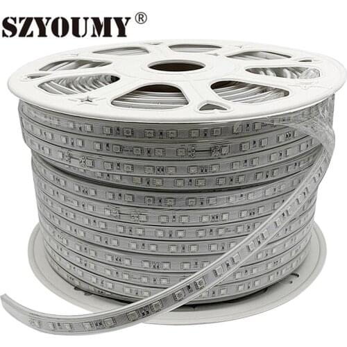 SZYOUMY Super Brightness AC220V-240V 5050 LED Strip Light 60LED/m RGB Color Single Color EU UK US AU Plug Available