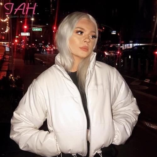 IAMHOTTY Puffer Thick Parka Winter Cropped Jackets Bubble Padded Zipper Turtleneck Jacket Women Fashion Streetwear Warm Outwears